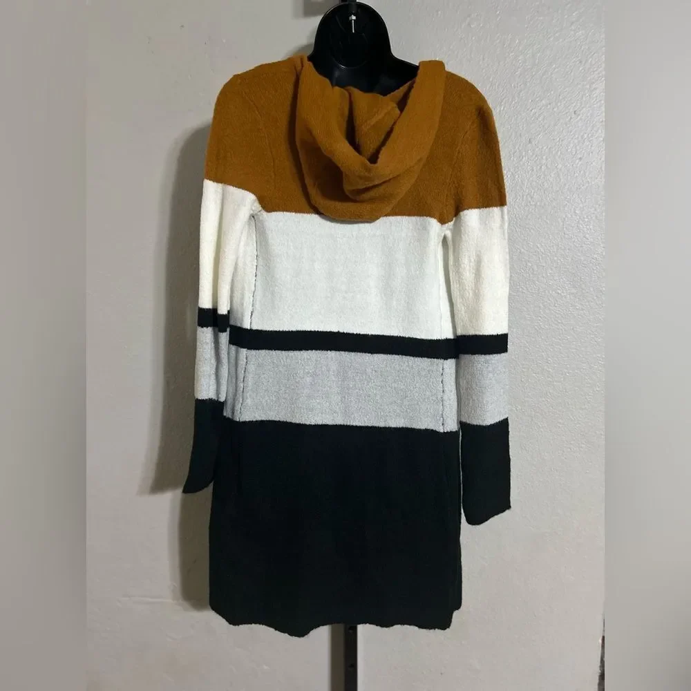 Street Wear Society Colorblock Hooded Open-Front Women's Sweater Cardigan S/P